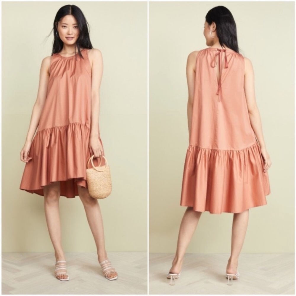 Hatch Paloma Orange Peplum Sleeveless Swing Dress 0 XSmall 0-2